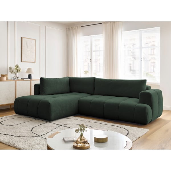 Roheline diivanvoodi/panipaigaga nurgadiivan (vasak nurk/L-kujuline) Fuji - Bobochic Paris-image-1