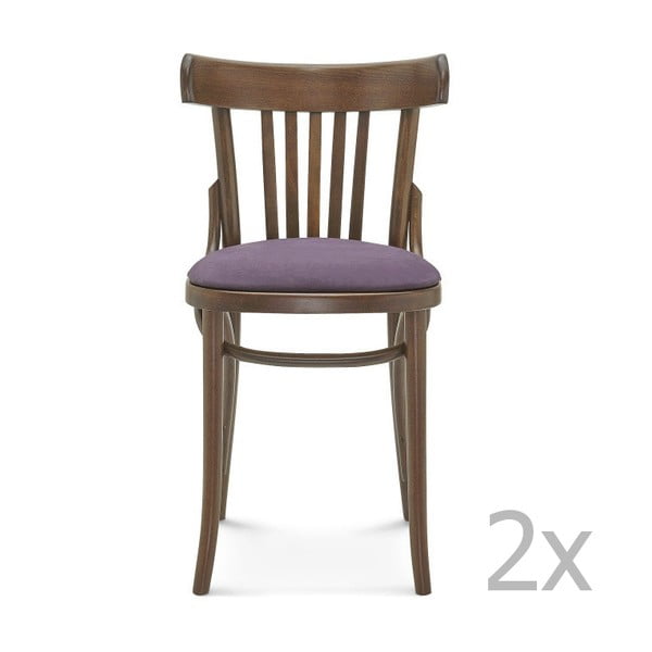 Sada 2 dřevěných židlí s fialovým polstrováním Fameg Mathias