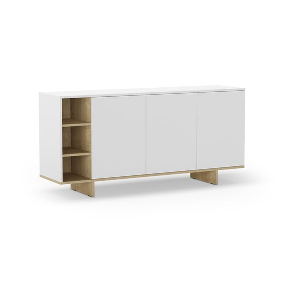 Valge tammedekooriga madal kummut 170x80 cm Cequoia - Marckeric-image-2