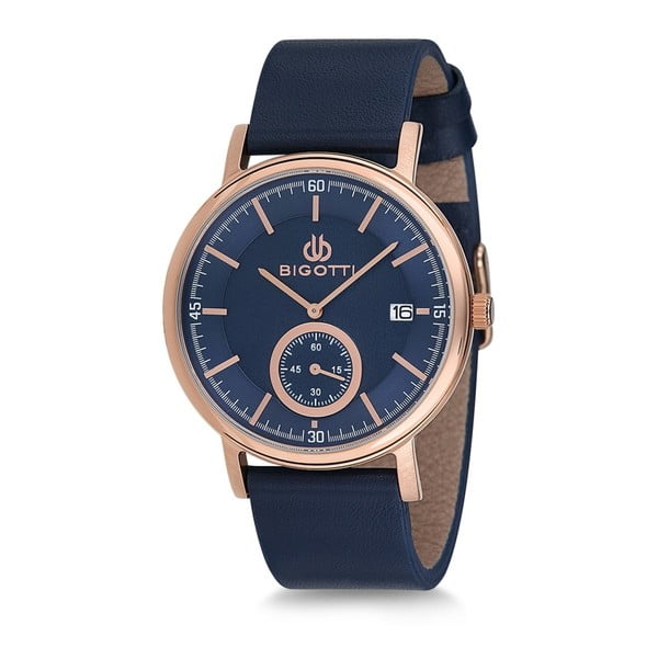 Pánské hodinky s modrým koženým řemínkem Bigotti Milano Oceanias