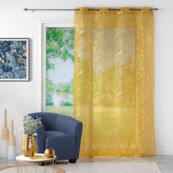 Kollane voile kardin 140x280 cm Belflor - douceur d'intérieur-image-2