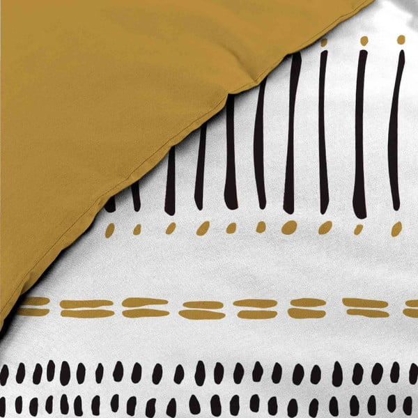 Kollane-valge puuvillane kaheinimese voodipesu/pikendatud 240x220 cm Chicago - douceur d'intérieur-image-3