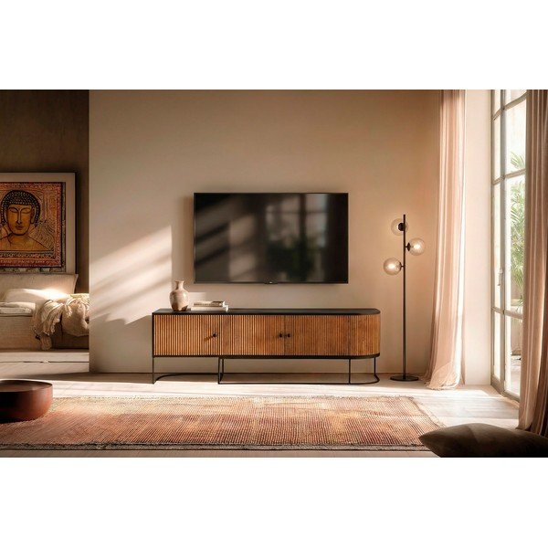 Mangopuust televiisorilaud naturaalses värvitoonis 160x55x40 cm Curve - MOME-image-1