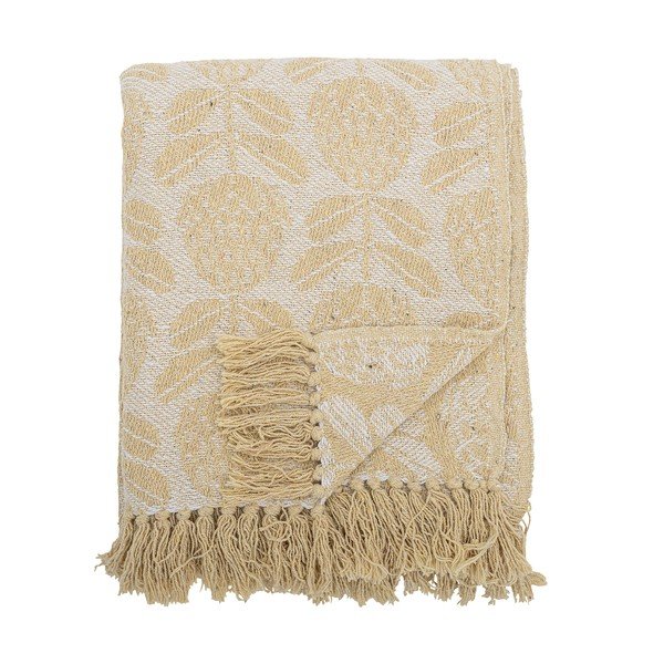 Kollane puuvillaseguga tekk 130x155 cm Pratello - Bloomingville