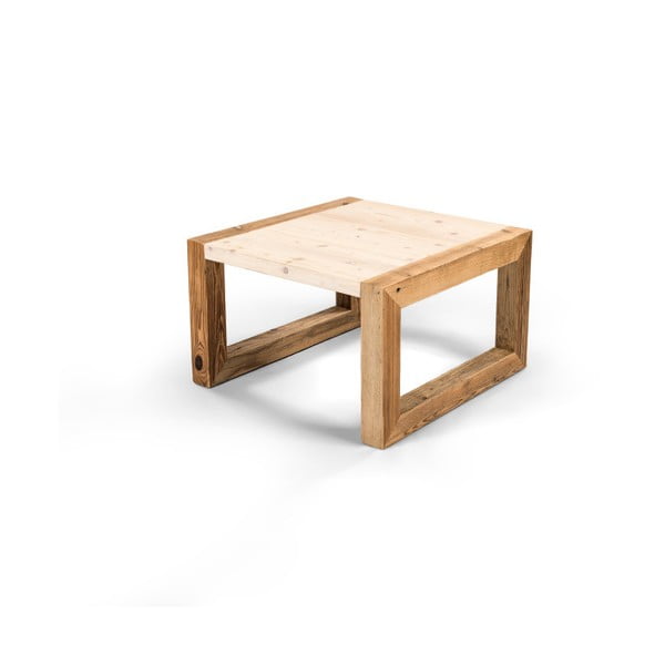 Dřevěný konferenční stolek se světlou deskou Antique Wood, 68 x 68 cm