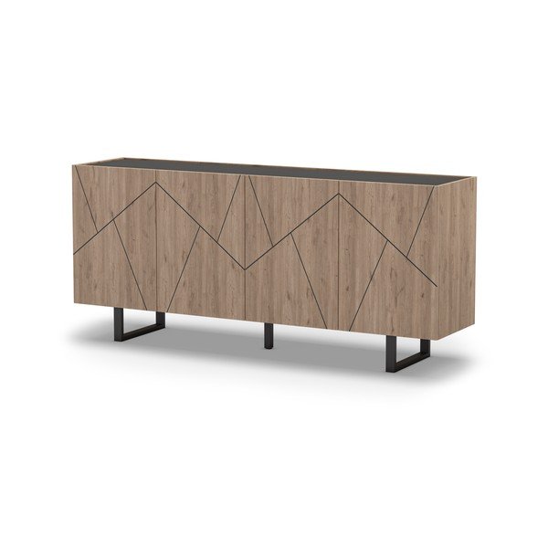 Must/loomulik madal kapp tammepuust 180x80 cm Milena - Marckeric-image-2