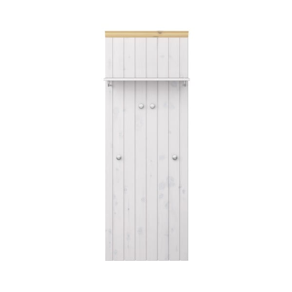 Mléčně bíle lakovaný nástěnný věšák z borovicového dřeva Steens Monaco, 52 x 145 cm
