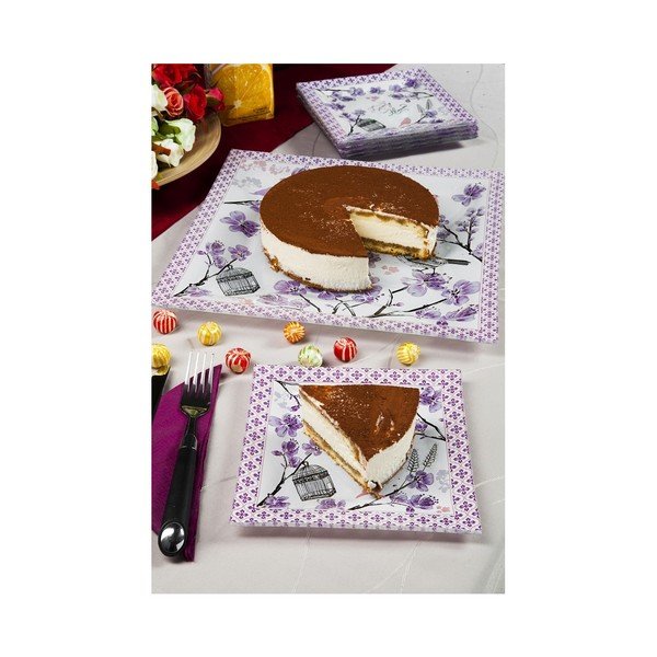 Bílo-fialová sada 6 dezertních talířků a talíře na dort Mezzo-image-2