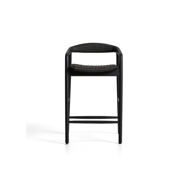 Must baaritool tammepuidust käetugedega (istme kõrgus 65 cm) Derile - Kave Home-image-4