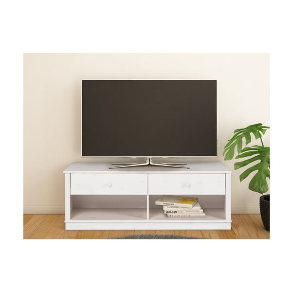 Valge männipuidust telerilaud 137x47 cm Anita - Støraa-image-1