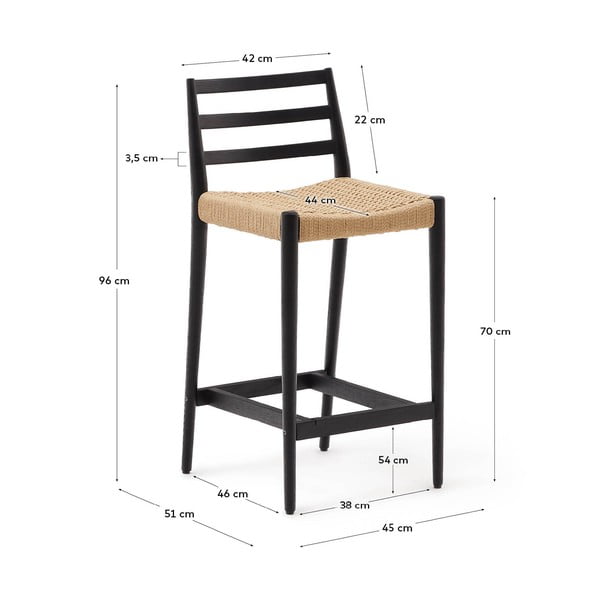 Must tammepuidust baaritool (istme kõrgus 70 cm) Analy - Kave Home-image-4