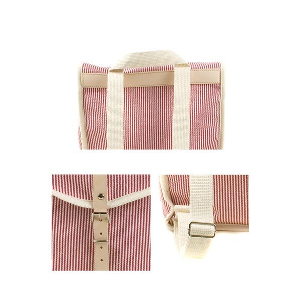 Červenobílý batoh s béžovým detailem  Mödernaked Red Stripe Heap-image-2