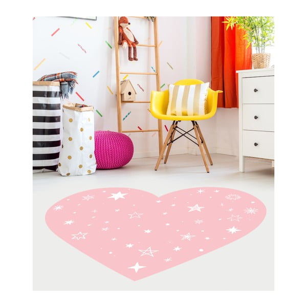Růžový dětský koberec Floorart Heart, 43 x 50 cm