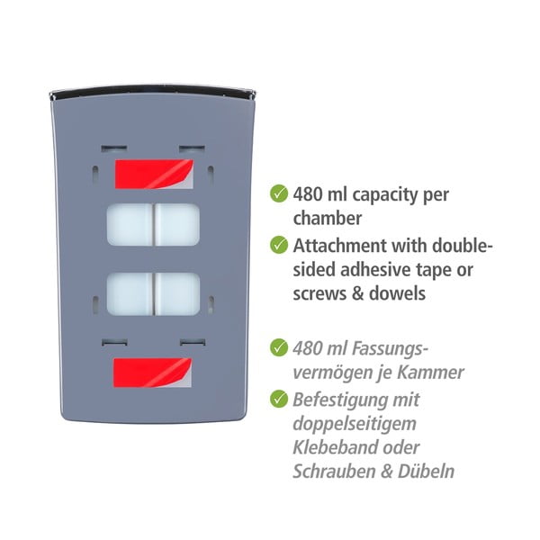Valge seinale paigaldatav plastist seebidosaator 0,96 l Tartas - Wenko-image-3