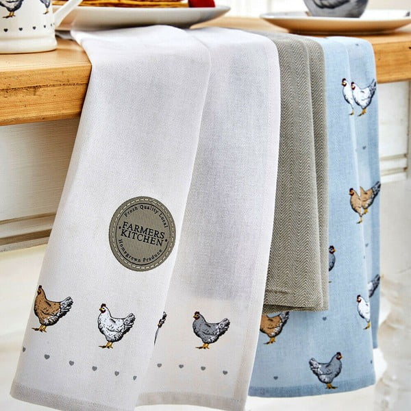 Komplekt 3 sinist puuvillast köögirätikut Farmers Farmers Kitchen - Cooksmart ®-image-1