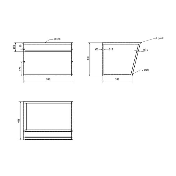 Valge/must terasest seinale valamualus  60x40 cm Ska – Sapho-image-3