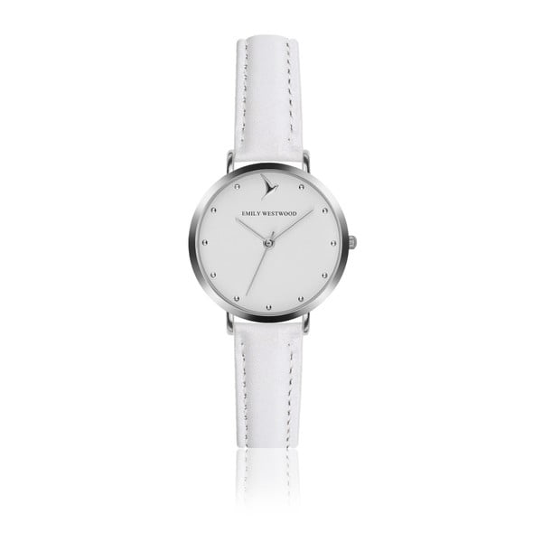 Dámské hodinky s bílým páskem z pravé kůže Emily Westwood Meeting