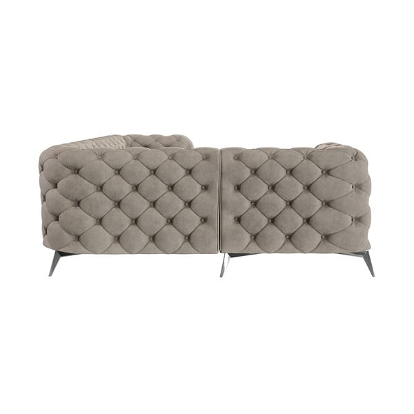 Hall-beež sametist nurgadiivan (vasak nurk / L-kujuline) Chelsea – Ropez-image-3