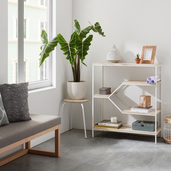 Valgete metallist jalgadega ja mangopuidust istmega taburet Nax - Kave Home-image-3