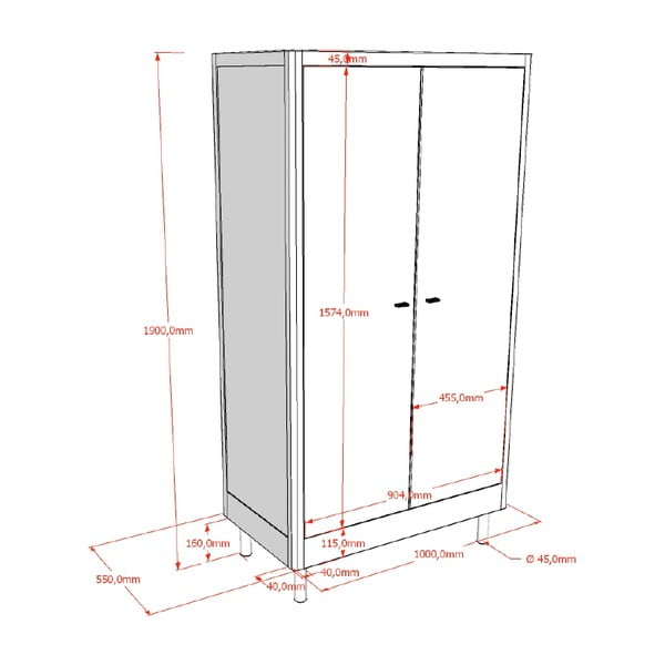 Valge laste riidekapp pöögipuidust 100x190x55 cm Forrest - Vipack-image-2