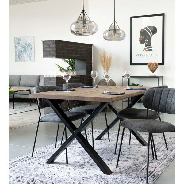 Söögilaud täispuidust tammeplaadiga suitsutatud, 140 x 95 cm Toulon - House Nordic-image-1