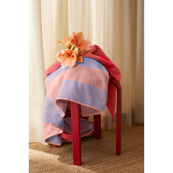 Punane froteerätik orgaanilisest puuvillast 70x140 cm Check - JUNA-image-4