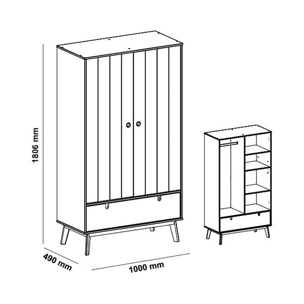 Roheline laste riidekapp männipuidust jalgadega Kiara - Marckeric-image-4