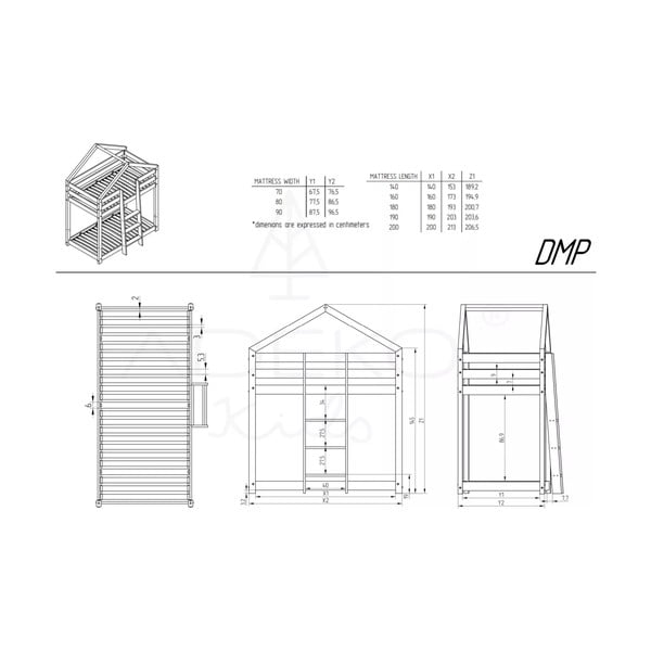 Domečková palanda z borovicového dřeva Adeko Mila DMP, 90 x 160 cm-image-3