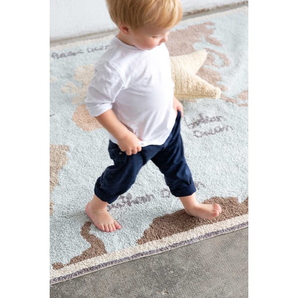 Pestav käsitsi kootud puuvillane laste vaip 140x200 cm Vintage Map - Lorena Canals-image-4