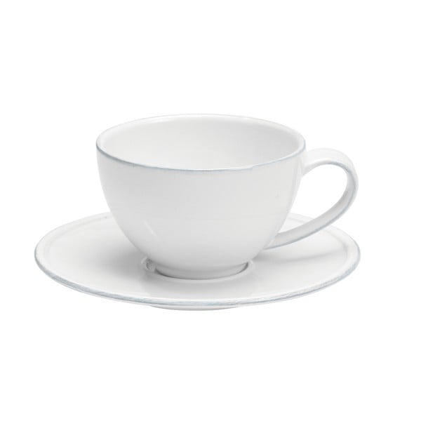 Bílý kameninový šálek na čaj s podšálkem Costa Nova Friso, 260 ml