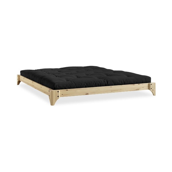 Dvoulůžková postel z borovicového dřeva s matrací Karup Design Elan Double Latex Natural Clear/Black, 140 x 200 cm