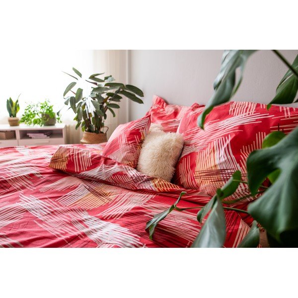 Punane puuvillane voodipesu üheinimesevoodile 140x200 cm LP Dita Red - Cotton House-image-2