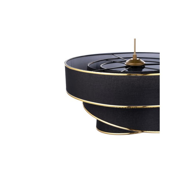 Must-kuldne rippvalgusti tekstiilist varjuga ø 40 cm Couper - Opviq lights-image-2