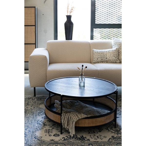 Must ümmargune diivanilaud ø 80 cm Makoto - White Label-image-1