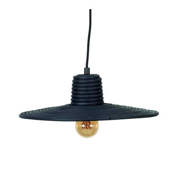 Must dimmerdatav rippvalgusti rotangist varjuga, ø 35 cm Balance - Zuiver