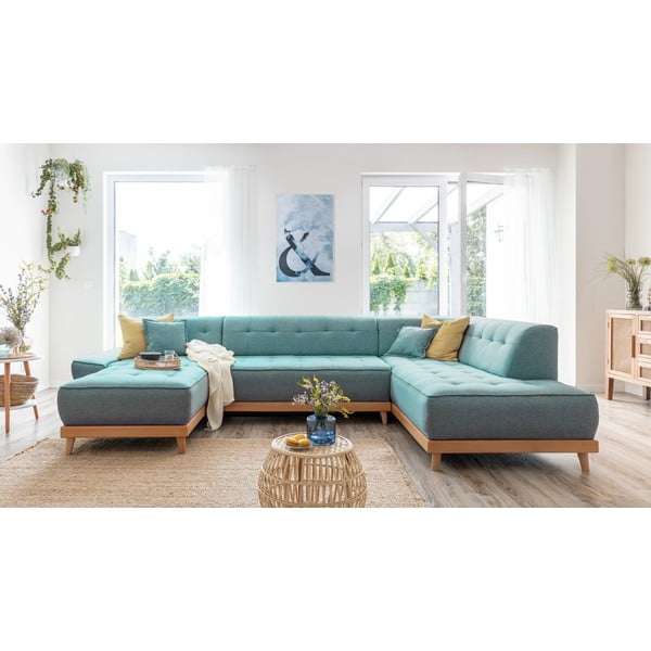 Türkiissinine nurgadiivanvoodi (parem nurk/"U") Dazzling Daisy - Miuform-image-3