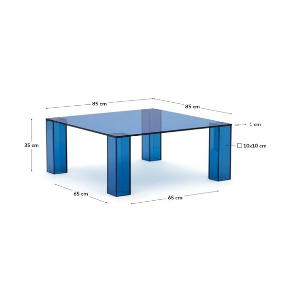 Sinine klaasist diivanilaud 85x85 cm Adularia - Kave Home-image-4