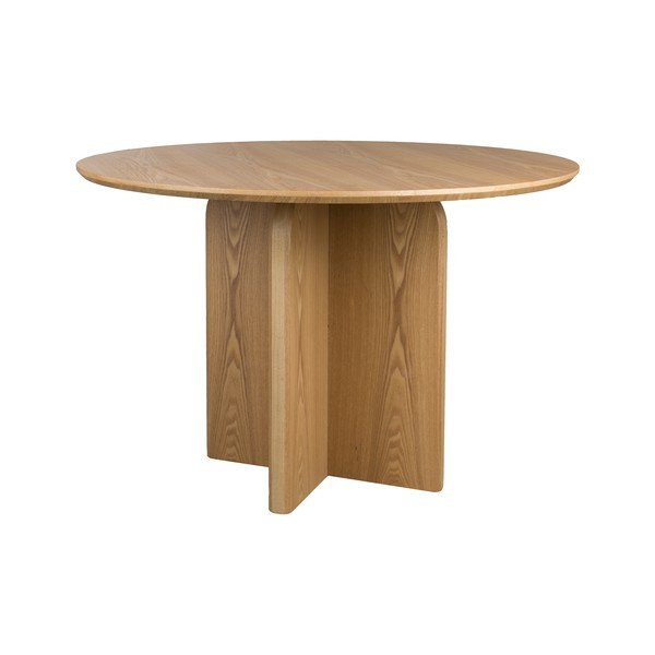 Ümmargune söögilaud tammepuust dekooriga ø 120 cm Laurent - White Label