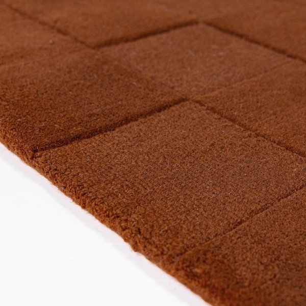 Käsitsi kootud terrakotavärvi villavaip 120x170 cm Checkerboard - Flair Rugs-image-2