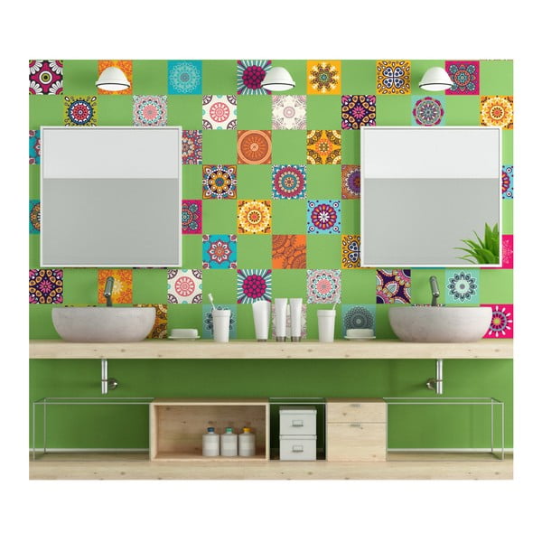 60 dekoratiivse seinakleebise komplekt Flow, 15 x 15 cm - Ambiance-image-3