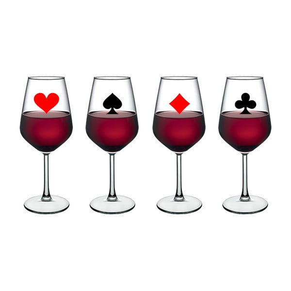 Sada 4 sklenic na víno Vivas Playing Card, 345 cm