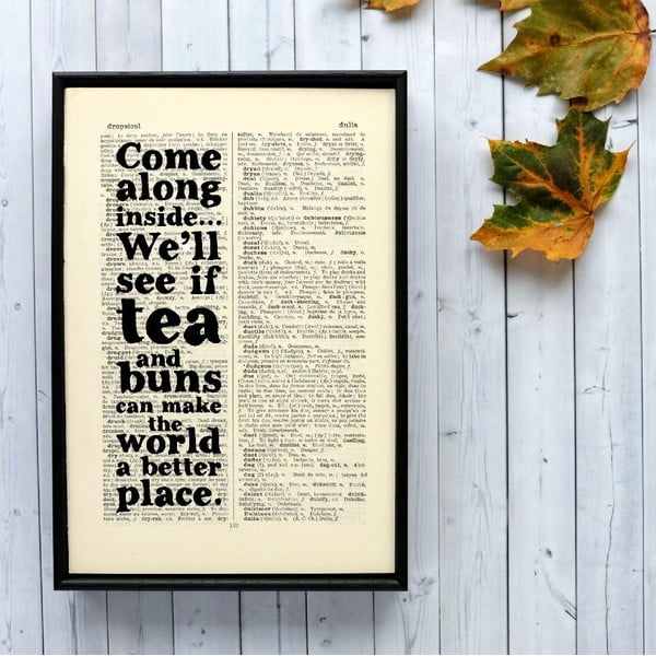 Plakát v dřevěném rámu Tea and Buns