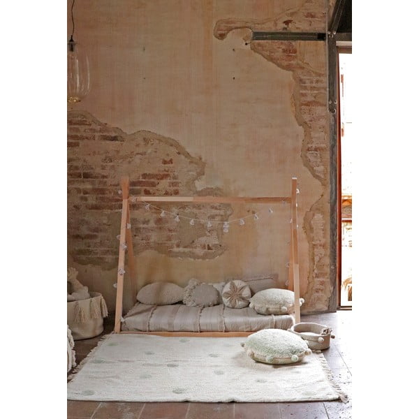 Khakivärvi-kreem pestav käsitsi kootud puuvillane laste vaip 120x160 cm Hippy Dots Olive - Lorena Canals-image-3