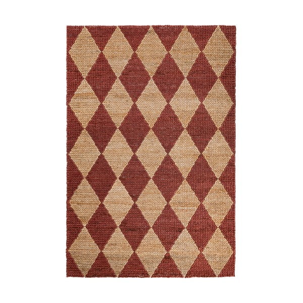 Terrakottapunane käsitsi kootud džuudiseguga vaip 120x170 cm Effie Diamond - Flair Rugs