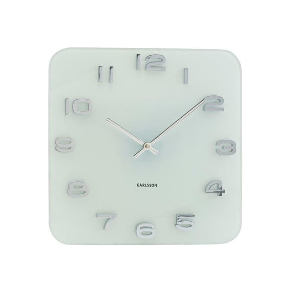 Bílé skleněné hodiny Present Time Vintage