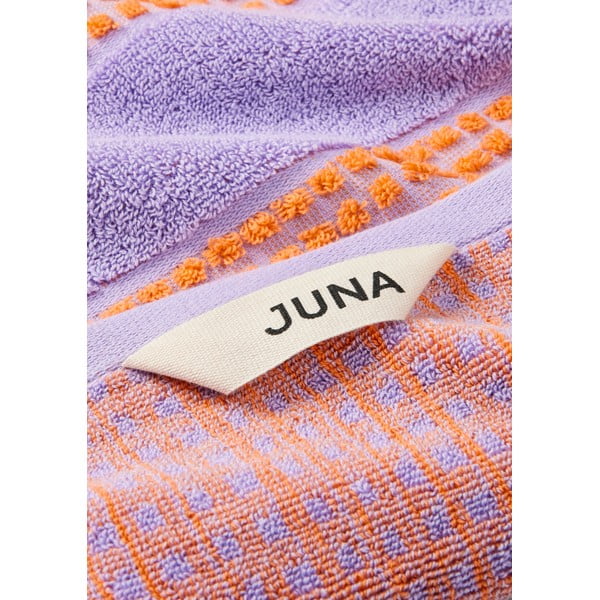 Orgaaniline puuvillane rätik oranži-lavendli värvi 50x100 cm Check - JUNA-image-1