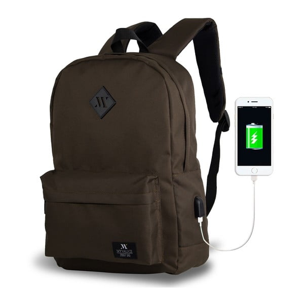 Tmavě hnědý batoh s USB portem My Valice SPECTA Smart Bag