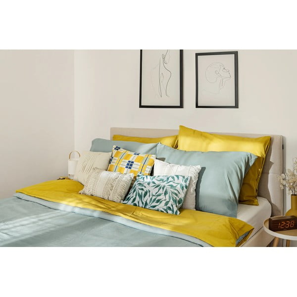 Beeži värvi kaheinimesevoodi koos ruudustikuga 160x200 cm Elyna - Bobochic Paris-image-4