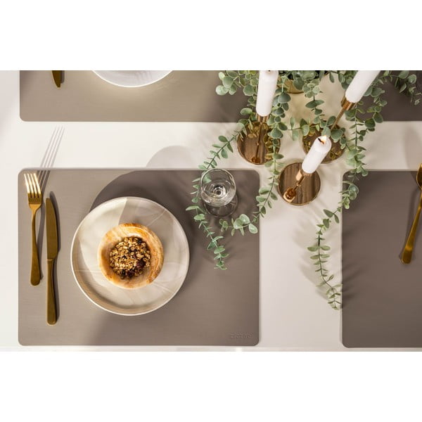 Hall ja beež taaskasutatud nahast taldrik, 33 x 45 cm. Titan - ZicZac-image-1