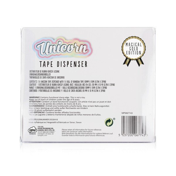 Stojan na lepící pásku ve tvaru jednorožce ve zlaté barvě npw™ Pups To Go Unicorn-image-3